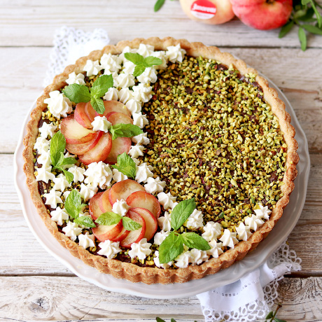 Crostata Con Ricotta Pistacchi E Pesche